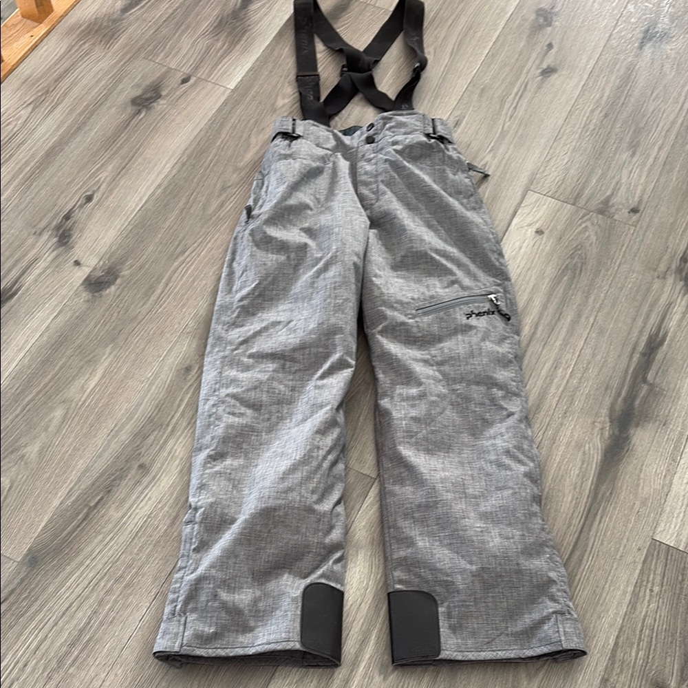 EUC Phoenix Gray Ski Pants with Suspenders Boys Size 14